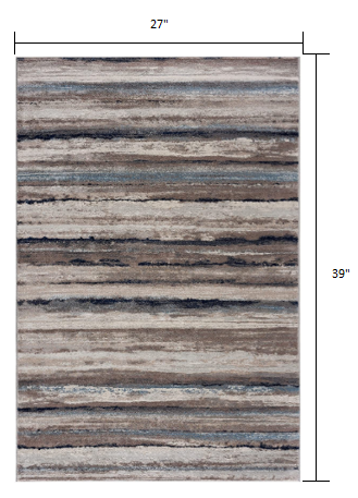 HomeRoots 2’ x 3’ Blue and Beige Distressed Stripes Scatter Rug