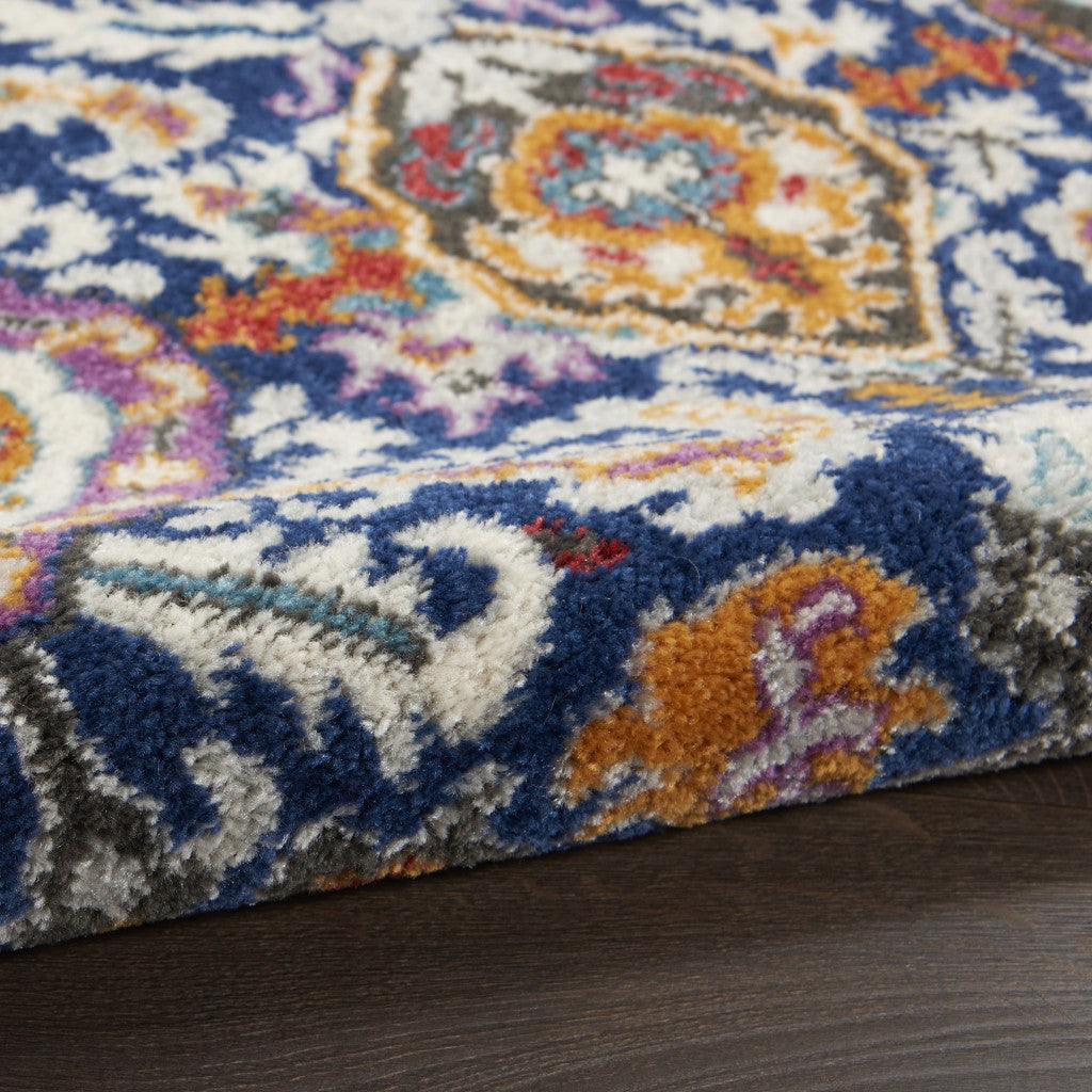 HomeRoots 2' x 3' Blue and Gold Intricate Scatter Rug