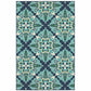 HomeRoots 2’ x 3’ Blue and Green Floral Indoor Outdoor Scatter Rug
