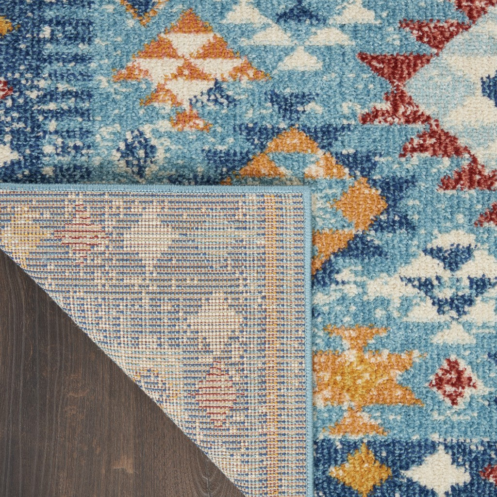 HomeRoots 2' x 3' Blue and Multi Diamonds Scatter Rug