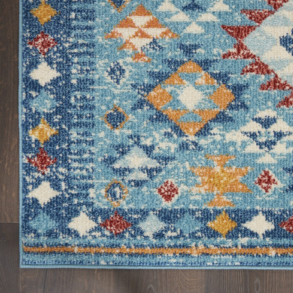 HomeRoots 2' x 3' Blue and Multi Diamonds Scatter Rug