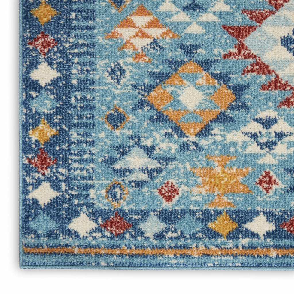 HomeRoots 2' x 3' Blue and Multi Diamonds Scatter Rug