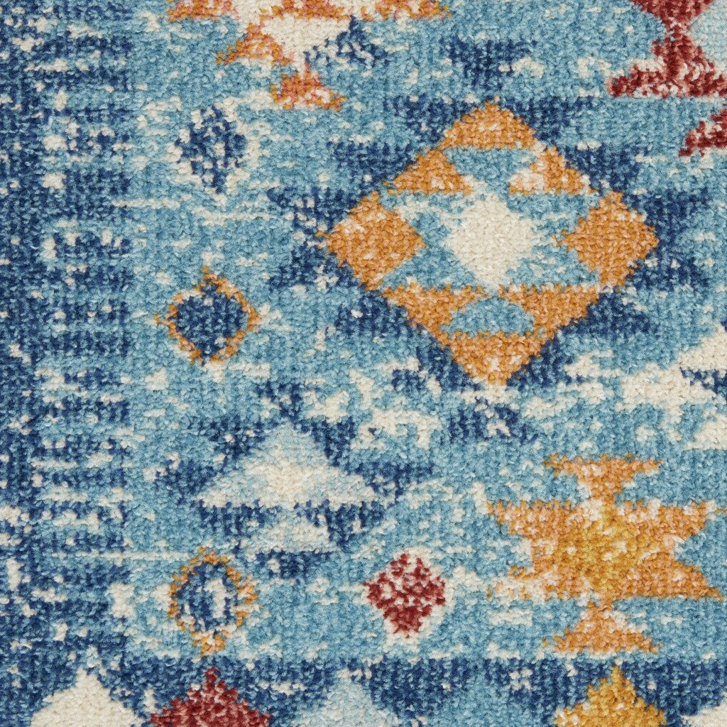 HomeRoots 2' x 3' Blue and Multi Diamonds Scatter Rug