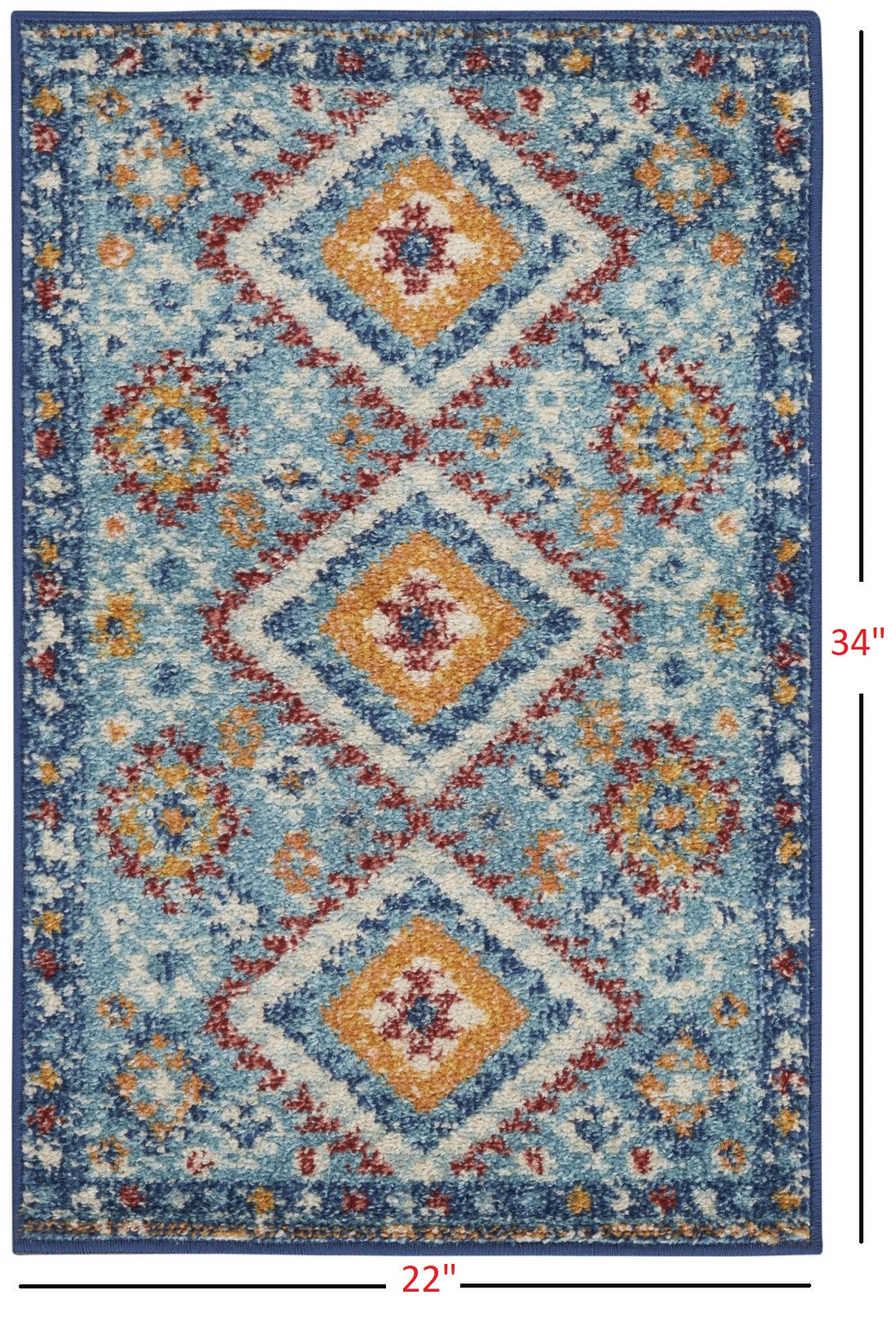 HomeRoots 2' x 3' Blue and Multi Diamonds Scatter Rug