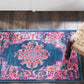 HomeRoots 2’ x 3’ Blue and Pink Medallion Scatter Rug