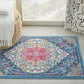 HomeRoots 2' x 3' Blue and Pink Medallion Scatter Rug