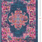 HomeRoots 2’ x 3’ Blue and Pink Medallion Scatter Rug