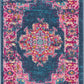 HomeRoots 2’ x 3’ Blue and Pink Medallion Scatter Rug