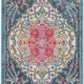 HomeRoots 2' x 3' Blue and Pink Medallion Scatter Rug