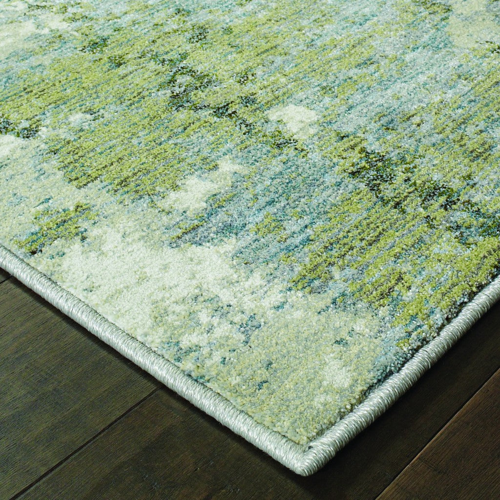HomeRoots 2' x 3' Blue and Sage Distressed Waves Indoor Scatter Rug