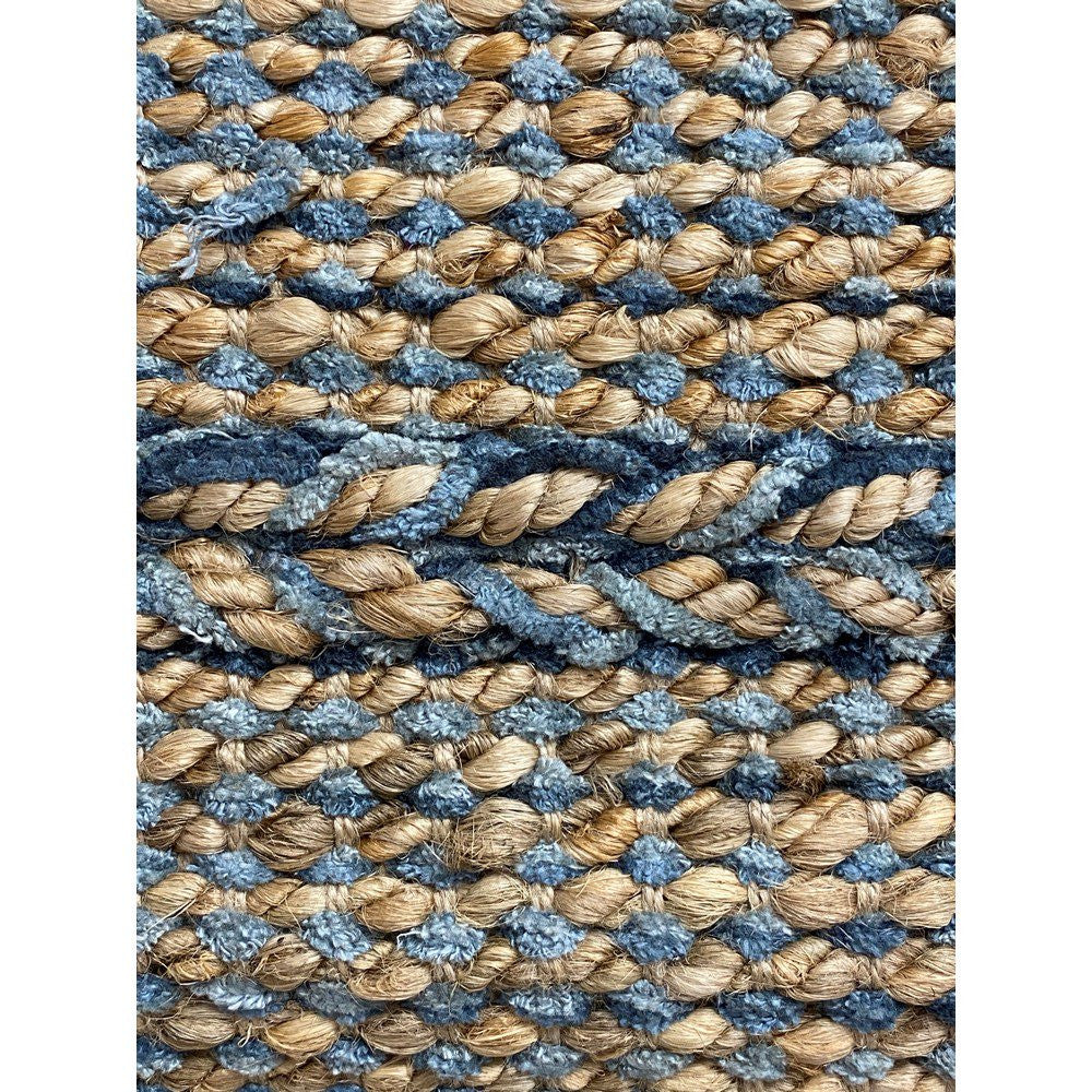 HomeRoots 2' x 3' Blue and Tan Braided Stripe Scatter Rug