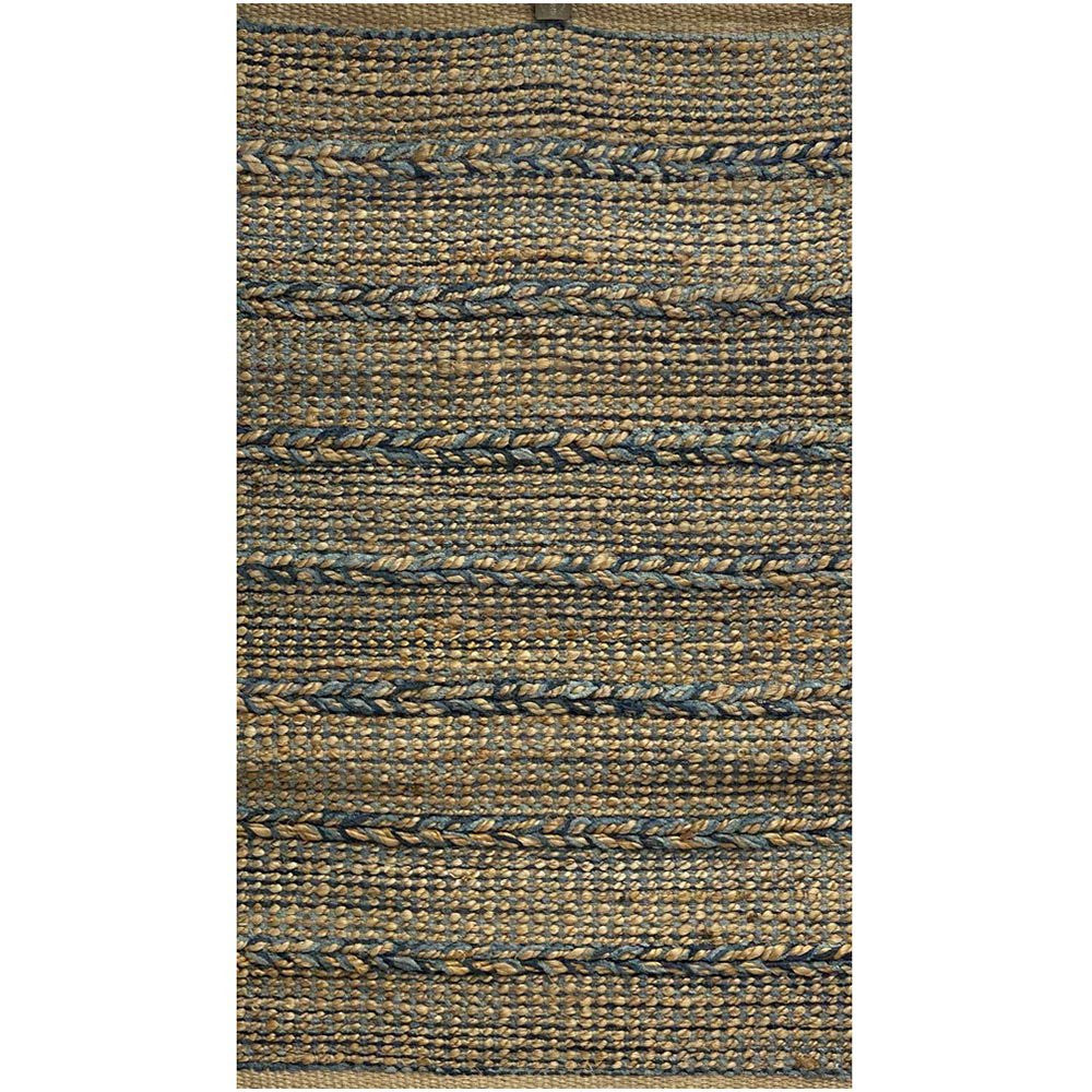 HomeRoots 2' x 3' Blue and Tan Braided Stripe Scatter Rug