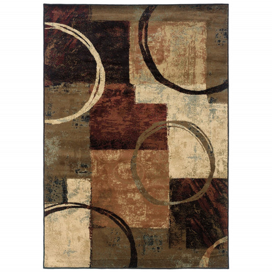 HomeRoots 2' x 3' Brown and Black Abstract Geometric Scatter Rug