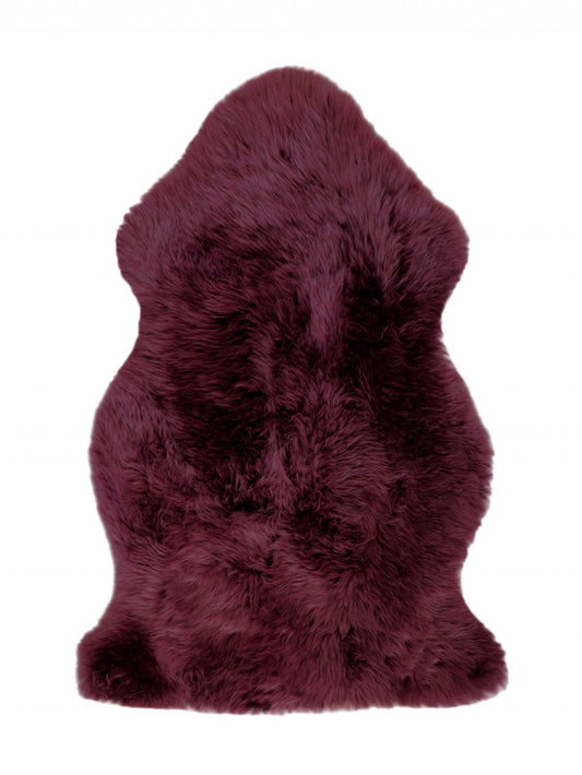 HomeRoots 2' x 3' Burgundy New Zealand Natural Sheepskin Rug