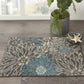 HomeRoots 2’ x 3’ Charcoal and Blue Big Flower Scatter Rug