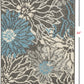HomeRoots 2’ x 3’ Charcoal and Blue Big Flower Scatter Rug