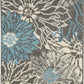 HomeRoots 2’ x 3’ Charcoal and Blue Big Flower Scatter Rug