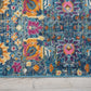 HomeRoots 2' x 3' Denim Blue Florals Distressed Scatter Rug
