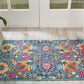 HomeRoots 2' x 3' Denim Blue Florals Distressed Scatter Rug