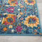 HomeRoots 2' x 3' Denim Blue Florals Distressed Scatter Rug