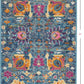 HomeRoots 2' x 3' Denim Blue Florals Distressed Scatter Rug