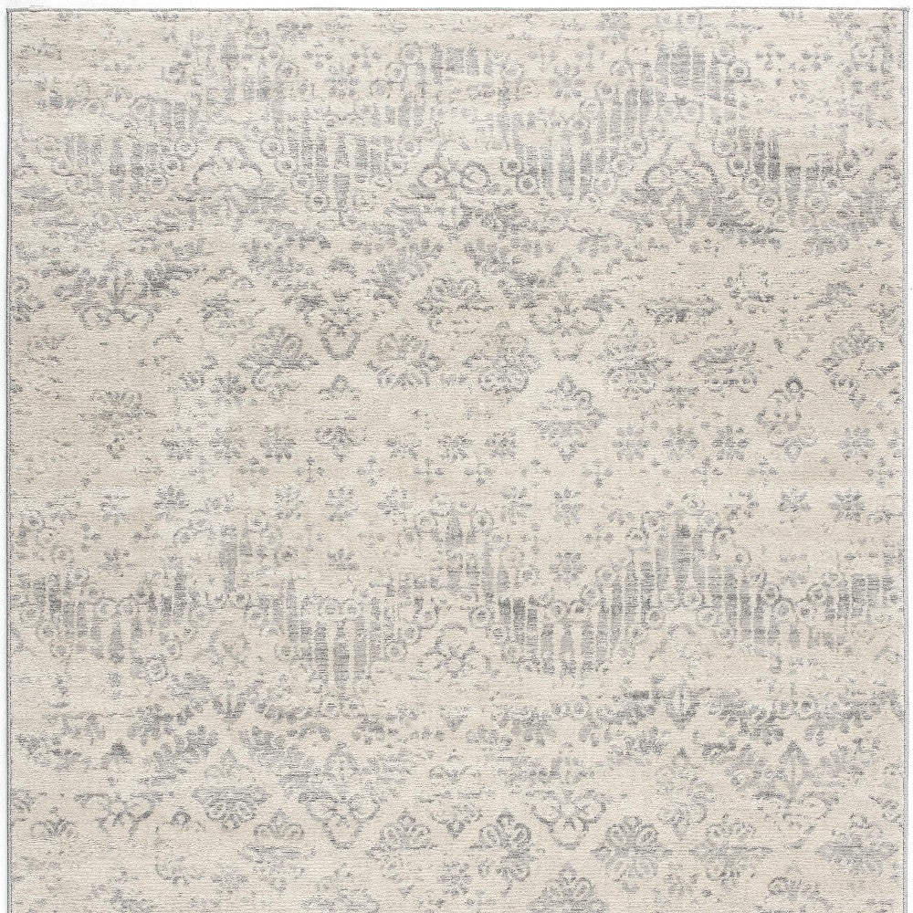 HomeRoots 2’ x 3’ Distressed Ikat Pattern Scatter Rug in Ivory Finish