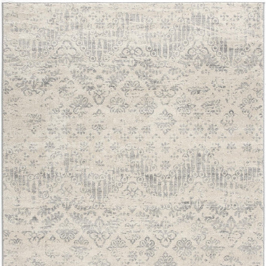 HomeRoots 2’ x 3’ Distressed Ikat Pattern Scatter Rug in Ivory Finish