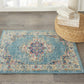 HomeRoots 2’ x 3’ Distressed Medallion Scatter Rug in Light Blue Finish