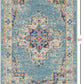 HomeRoots 2’ x 3’ Distressed Medallion Scatter Rug in Light Blue Finish