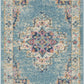 HomeRoots 2’ x 3’ Distressed Medallion Scatter Rug in Light Blue Finish