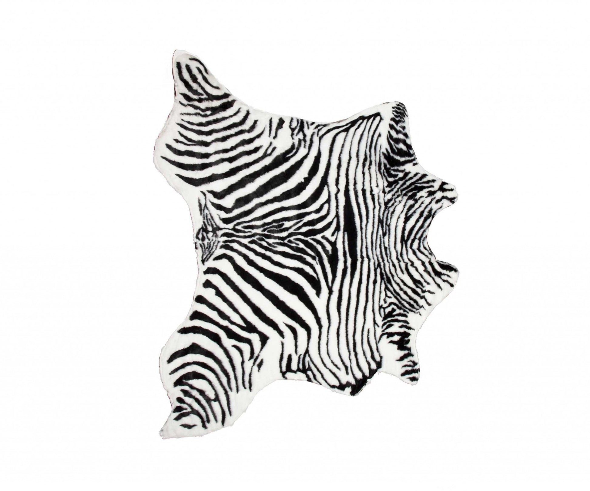 HomeRoots 2' x 3' Faux Zebra Hide Black And White Area Rug