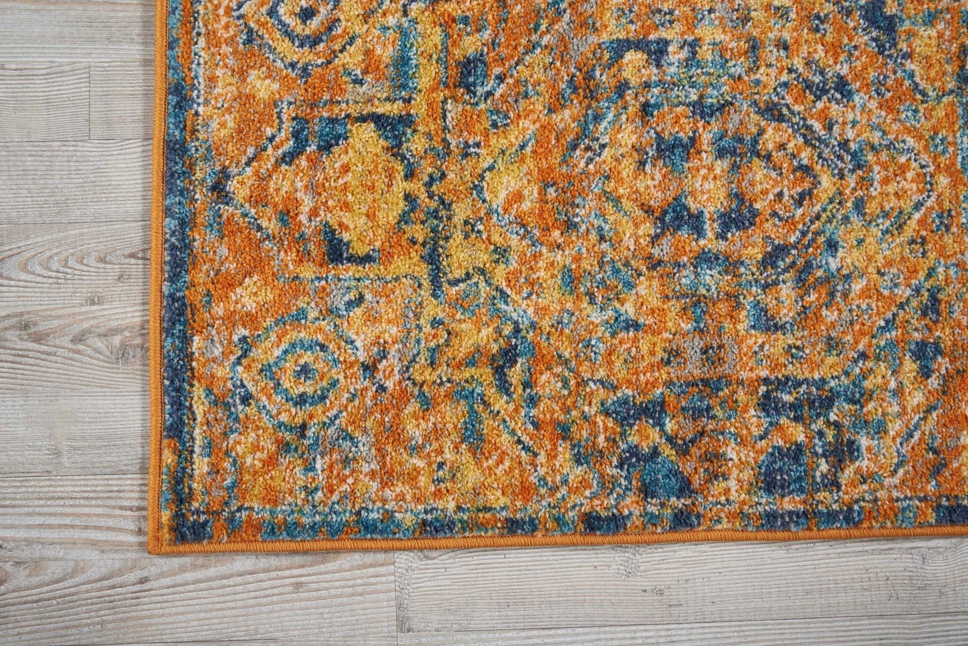 HomeRoots 2' x 3' Gold and Blue Antique Scatter Rug