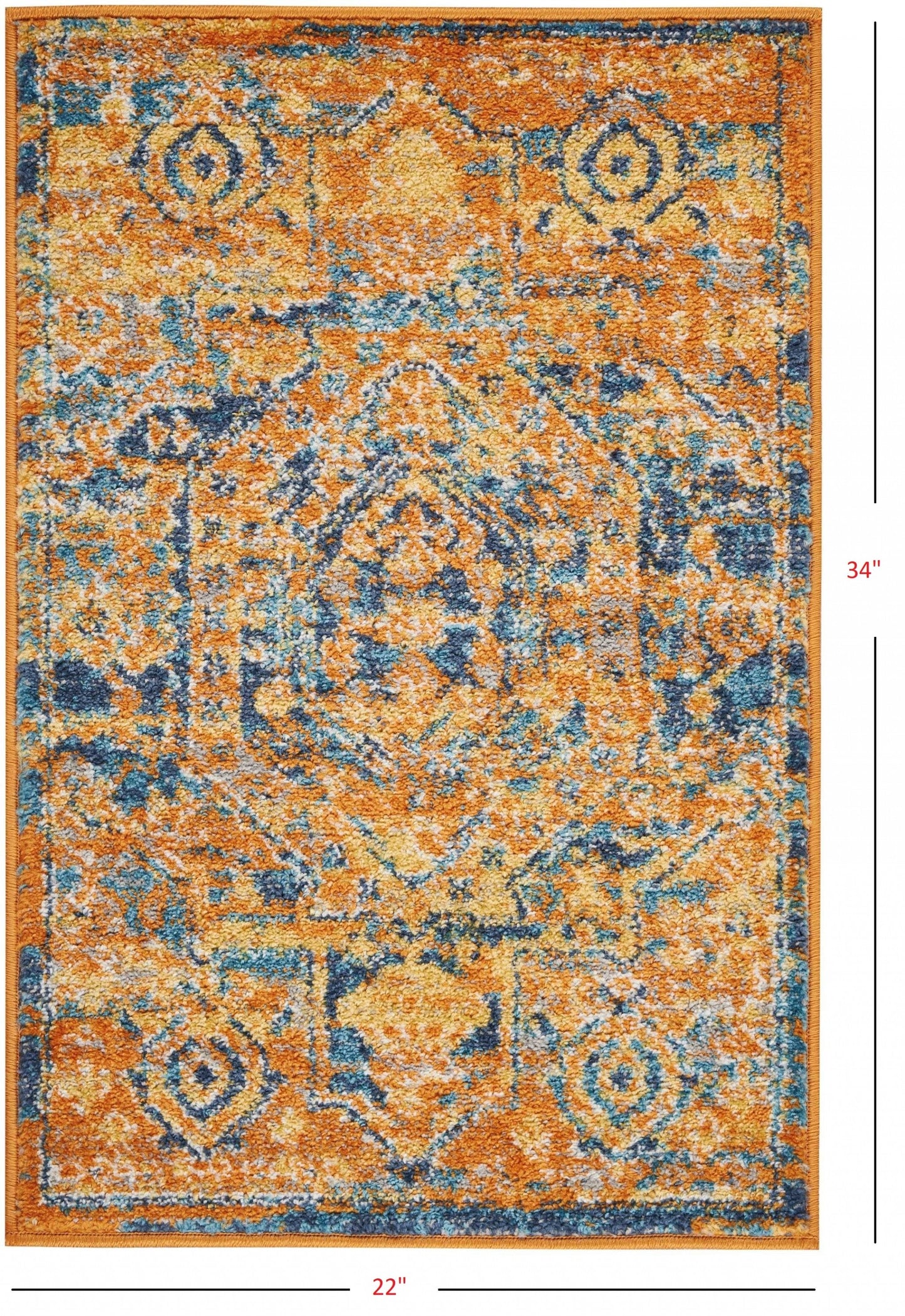 HomeRoots 2' x 3' Gold and Blue Antique Scatter Rug