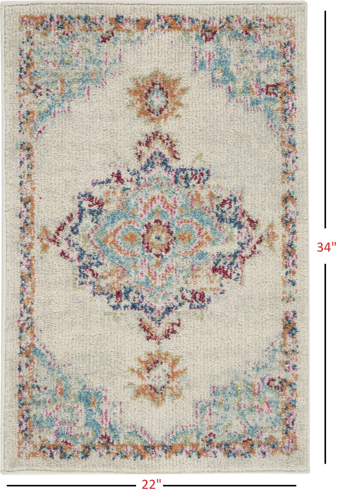 HomeRoots 2' x 3' Gray Distressed Medallion Scatter Rug