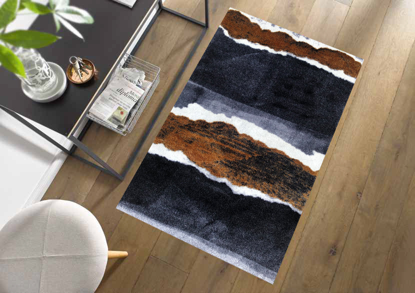 HomeRoots 2' x 3' Gray and Brown Abstract Southwest Washable Floor Mat
