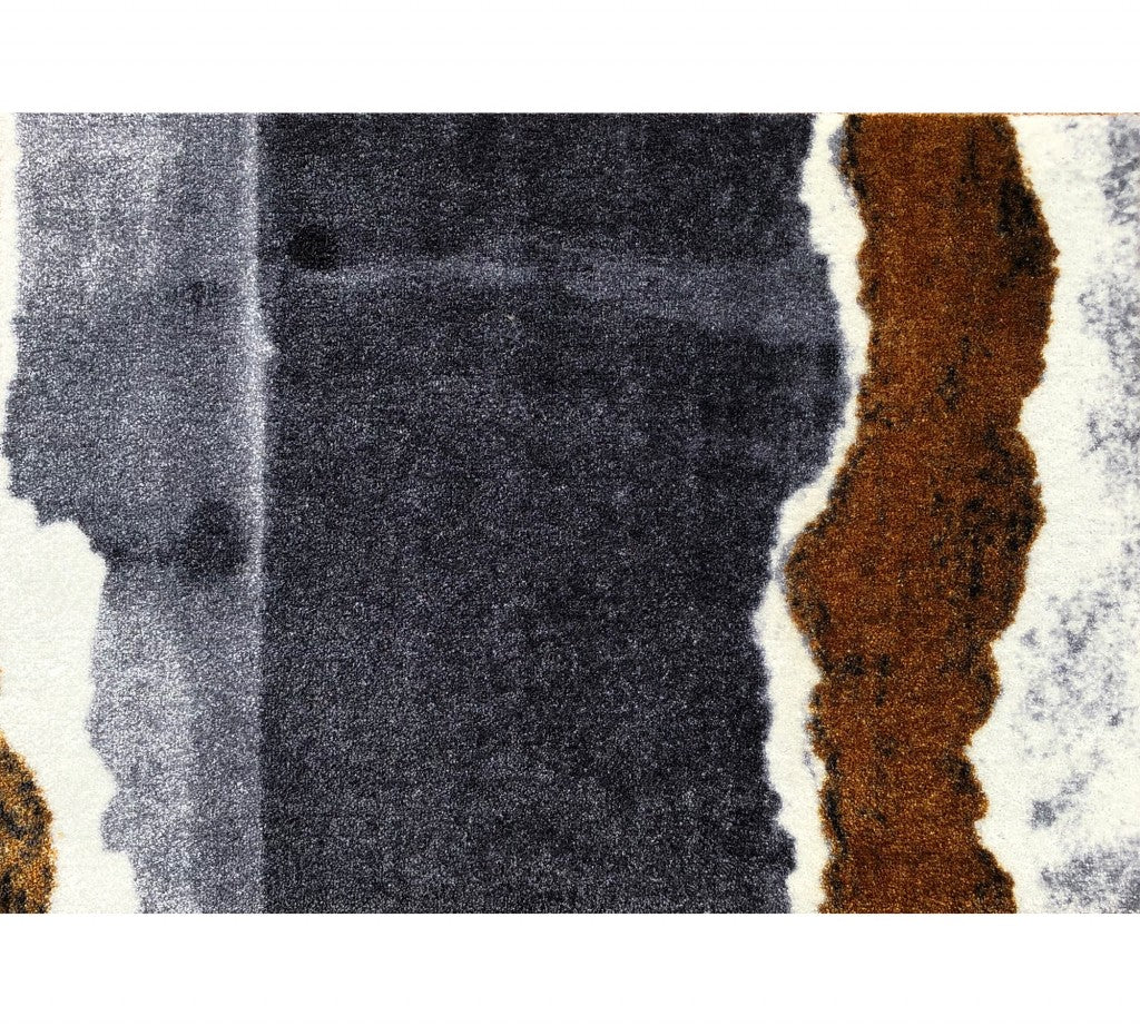 HomeRoots 2' x 3' Gray and Brown Abstract Southwest Washable Floor Mat