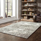 HomeRoots 2' x 3' Gray and Ivory Distressed Abstract Scatter Rug