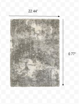 HomeRoots 2' x 3' Gray and Ivory Distressed Abstract Scatter Rug