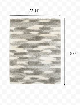 HomeRoots 2' x 3' Gray and Ivory Geometric Pattern Scatter Rug