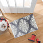 HomeRoots 2' x 3' Gray and Ivory Scallop Medallion Washable Floor Mat