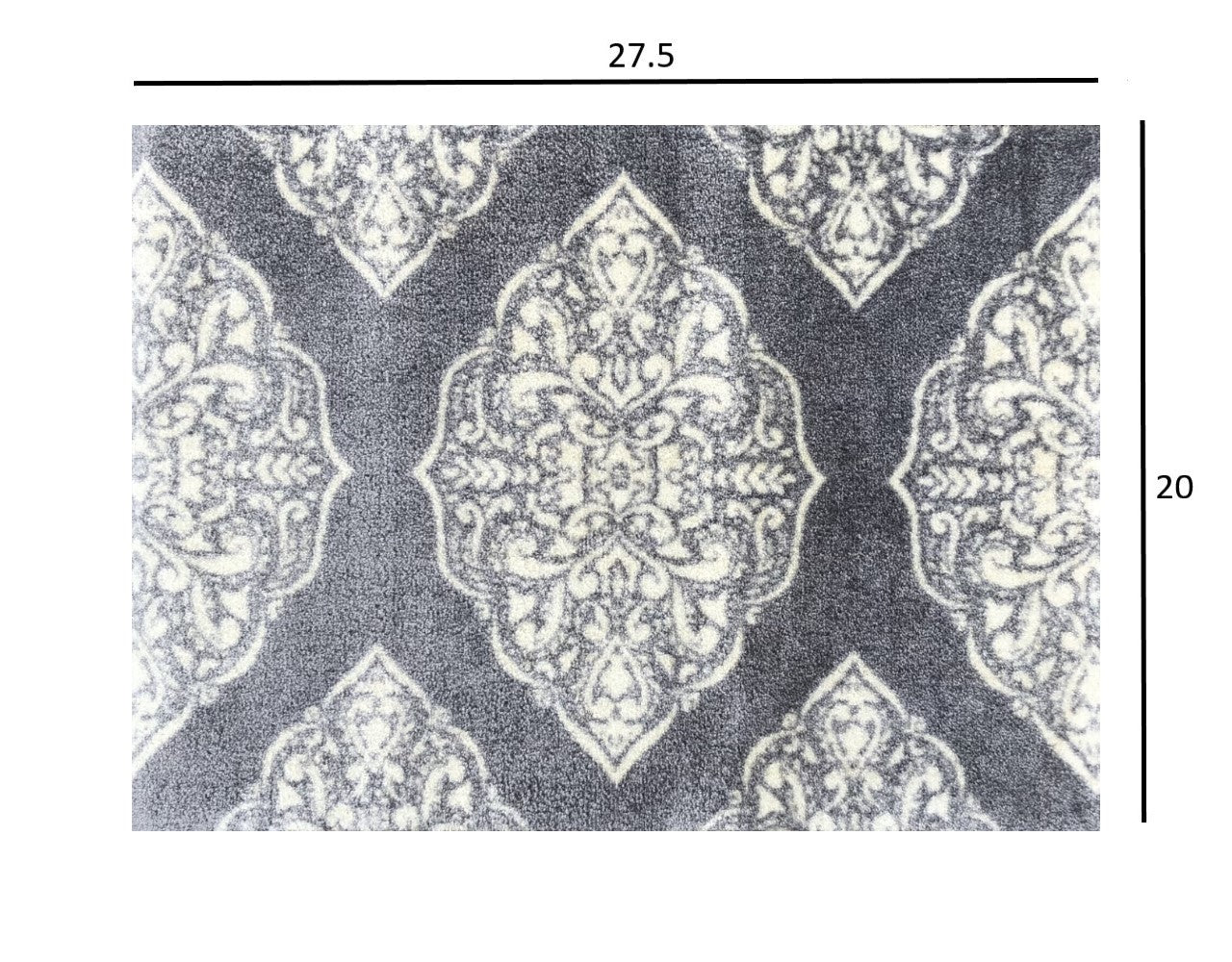 HomeRoots 2' x 3' Gray and Ivory Scallop Medallion Washable Floor Mat
