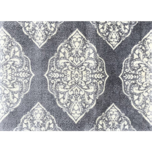 HomeRoots 2' x 3' Gray and Ivory Scallop Medallion Washable Floor Mat