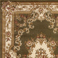 HomeRoots 2 x 3' Green Ivory Machine Woven Hand Carved Floral Medallion Indoor Accent Rug