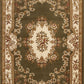HomeRoots 2 x 3' Green Ivory Machine Woven Hand Carved Floral Medallion Indoor Accent Rug