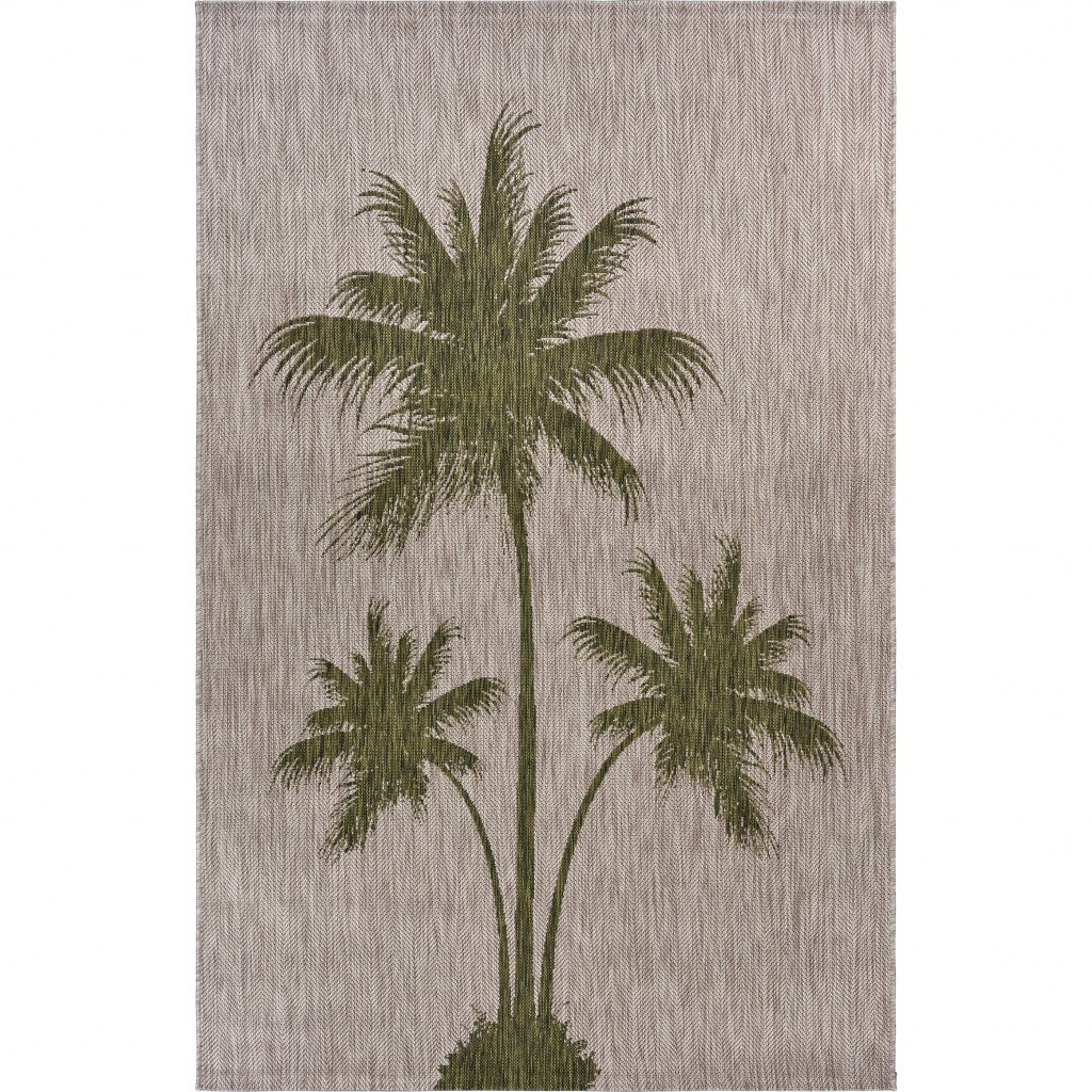 HomeRoots 2' x 3' Green Palm Tree Indoor Outdoor Scatter Rug