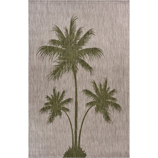 HomeRoots 2' x 3' Green Palm Tree Indoor Outdoor Scatter Rug