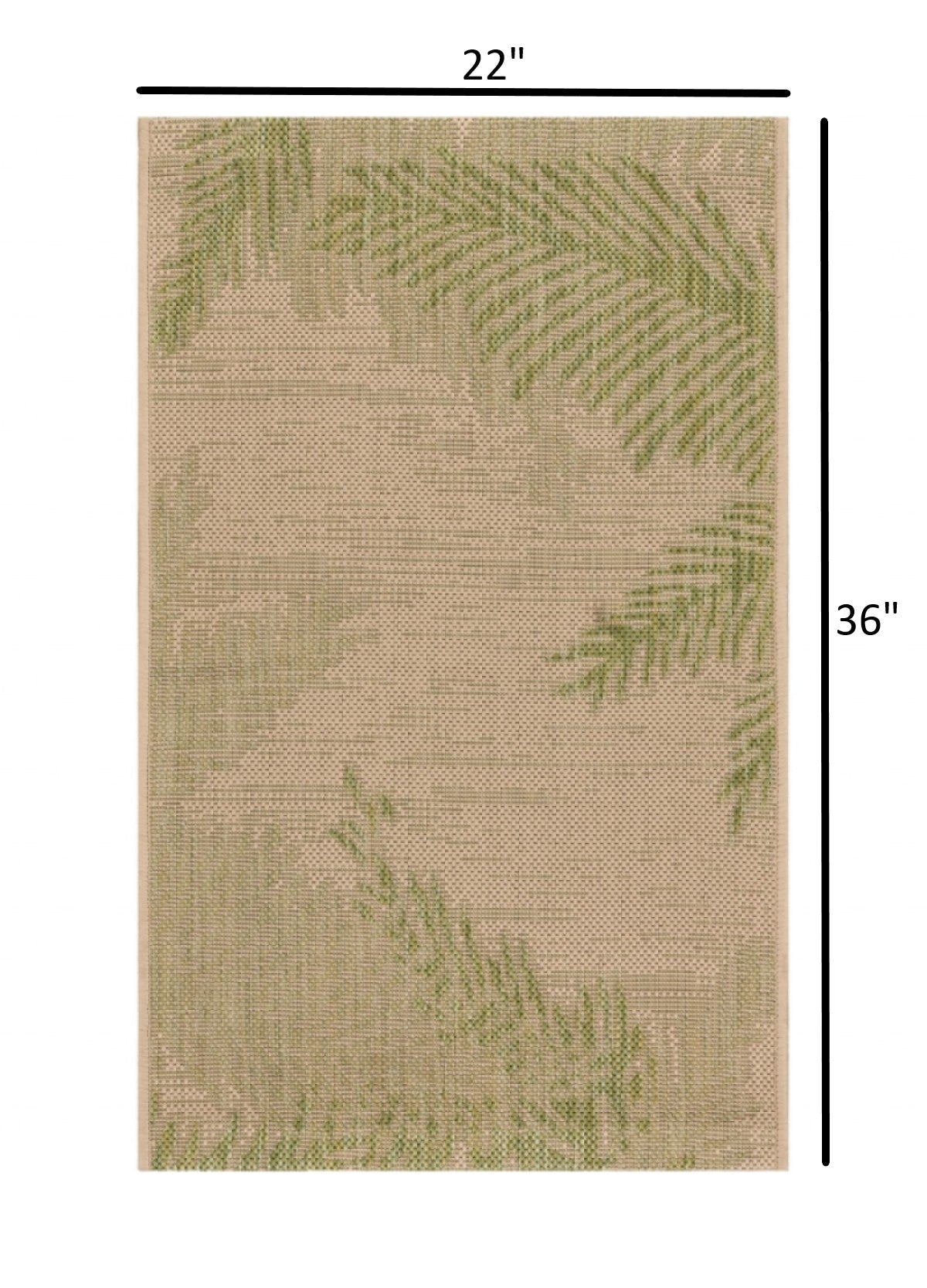 HomeRoots 2' x 3' Green Palms Indoor Outdoor Scatter Rug