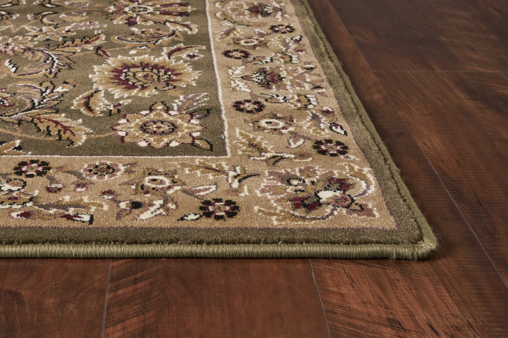 HomeRoots 2' x 3' Green Taupe Machine Woven Floral Traditional Indoor Accent Rug