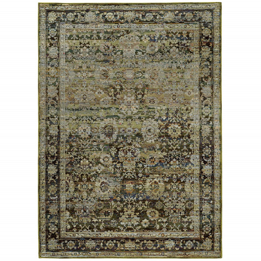 HomeRoots 2' x 3' Green and Brown Floral Area Rug
