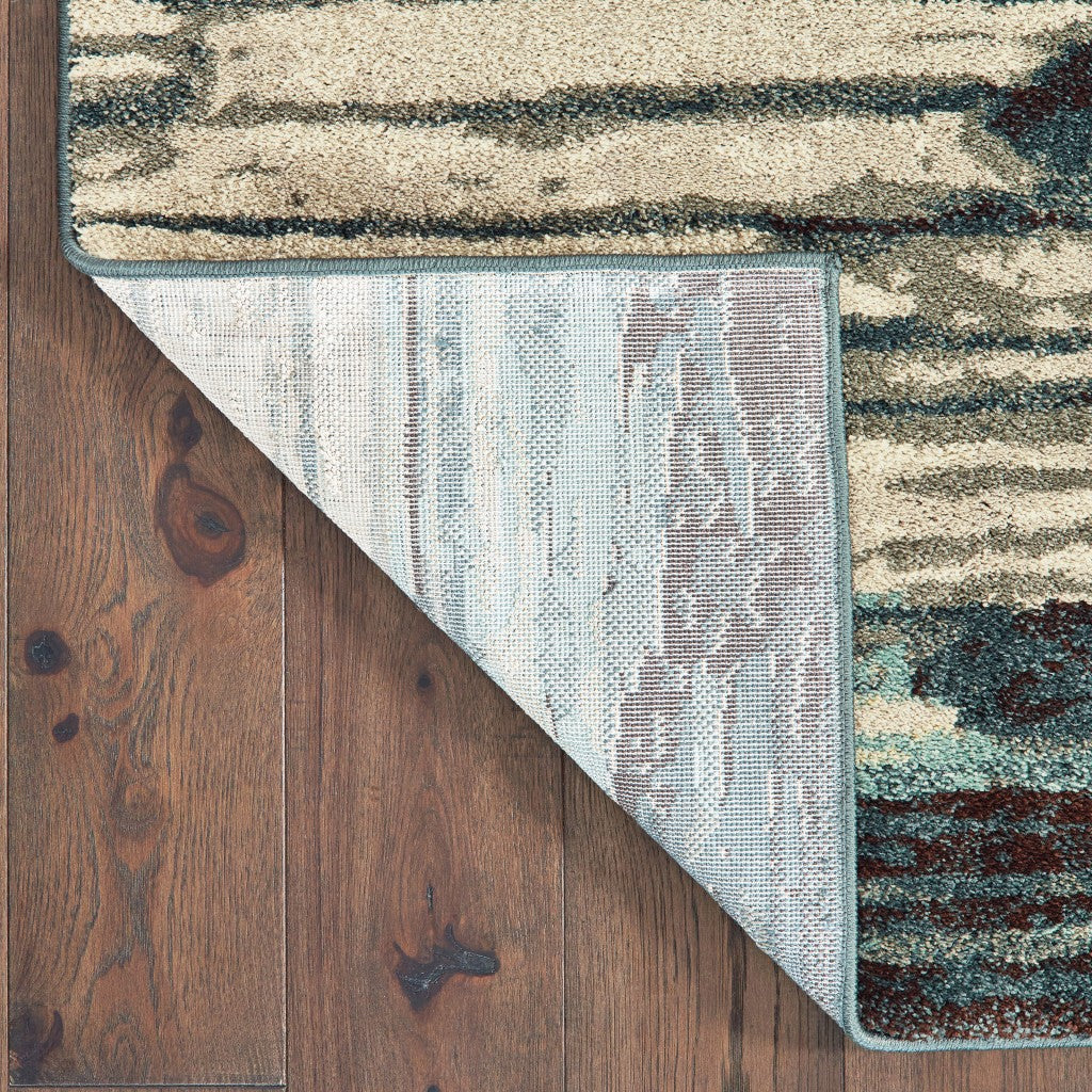 HomeRoots 2' x 3' Ivory Blue Gray Abstract Layers Indoor Accent Rug